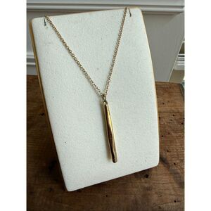 Unsigned Gold Tone Tassel Turquoise Bead Necklace 34”